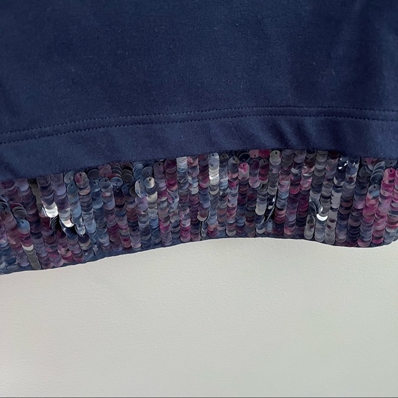 J Crew sequined hem navy blue long sleeve top Medium - Picture 4 of 7
